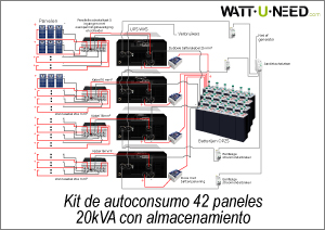 Kit de autoconsumo 42 paneles 20kVA con almacenamiento